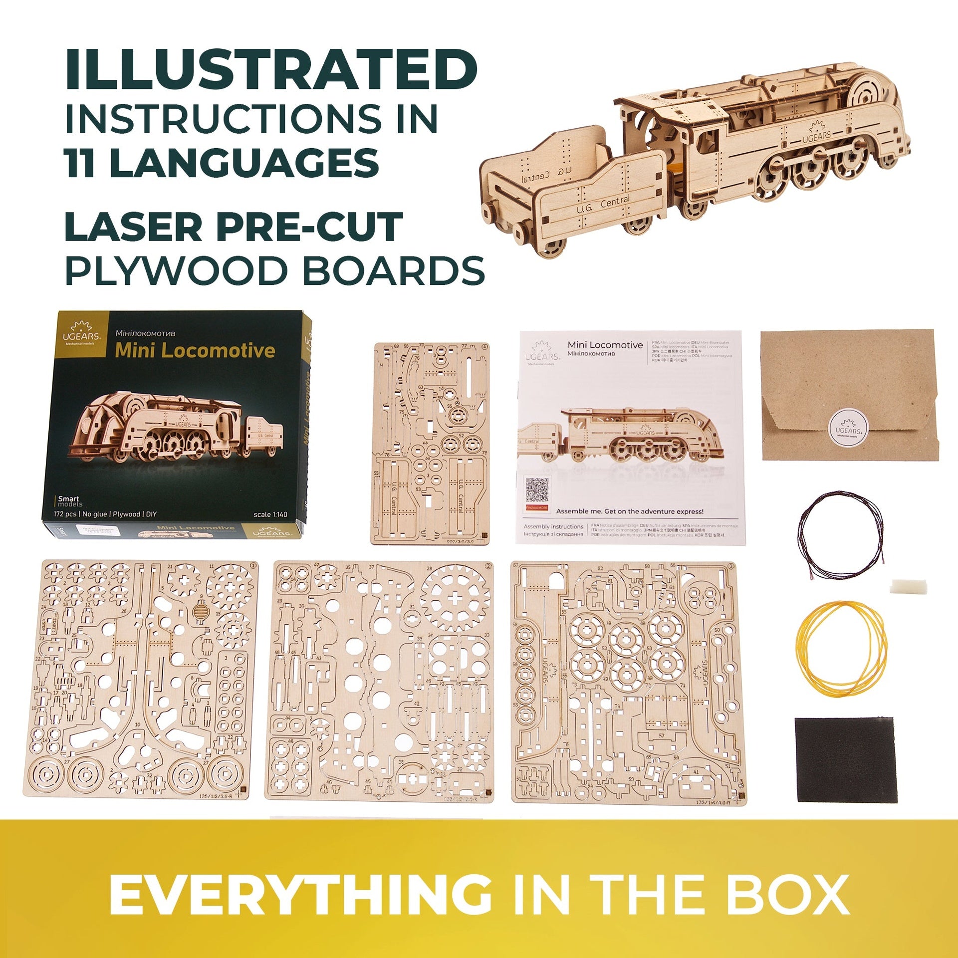 ugears-mini-locomotive-avec-tender-train-bois-m-canique-lastique image 6