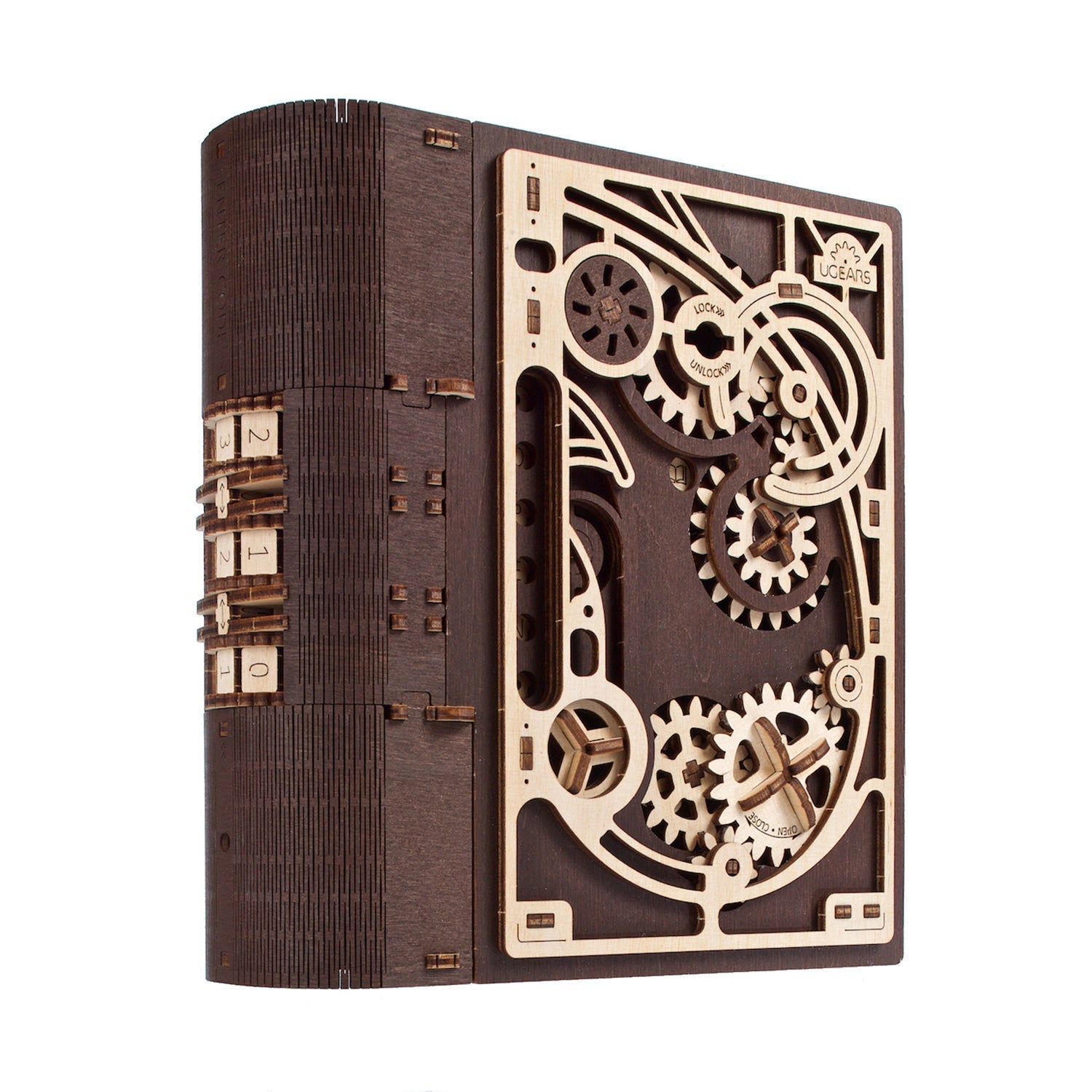 ugears-book-of-secrets-maquette-m-canique-en-bois-coffre-fort-livre-assembler image 1