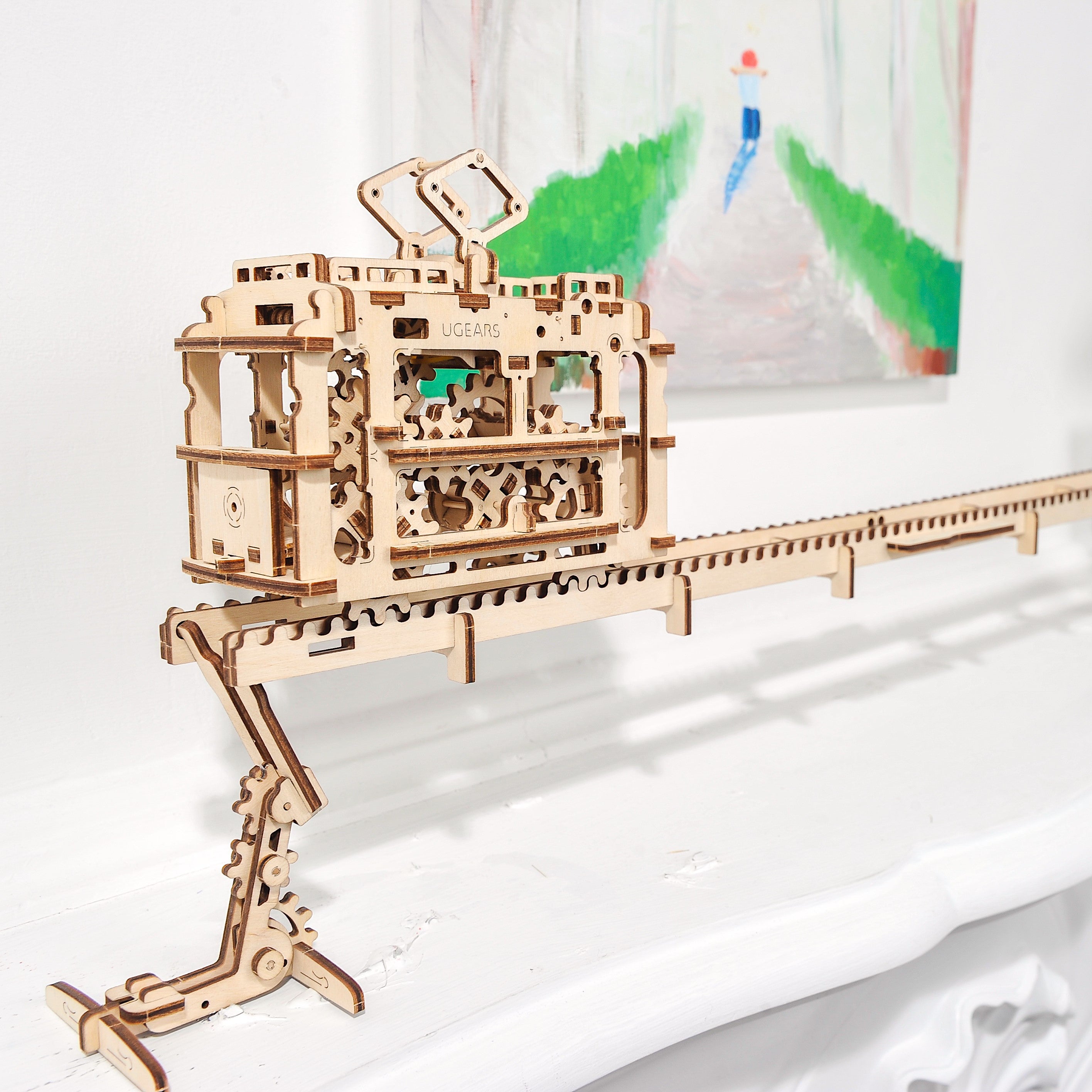 ugears-tram-on-rails-maquette-m-canique-bois-tramway-avec-rails image 7