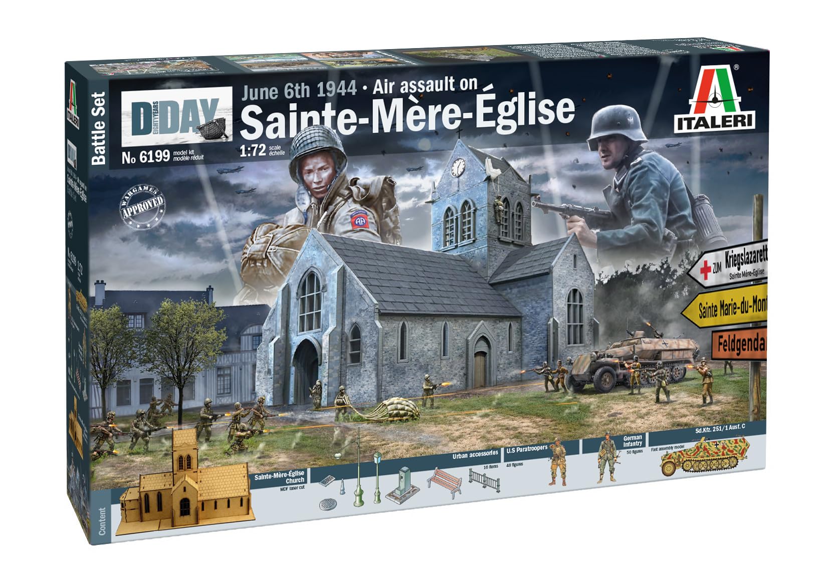 italeri-6199-bataille-de-normandie-sainte-m-re-glise-kit-diorama-1-72 image 2