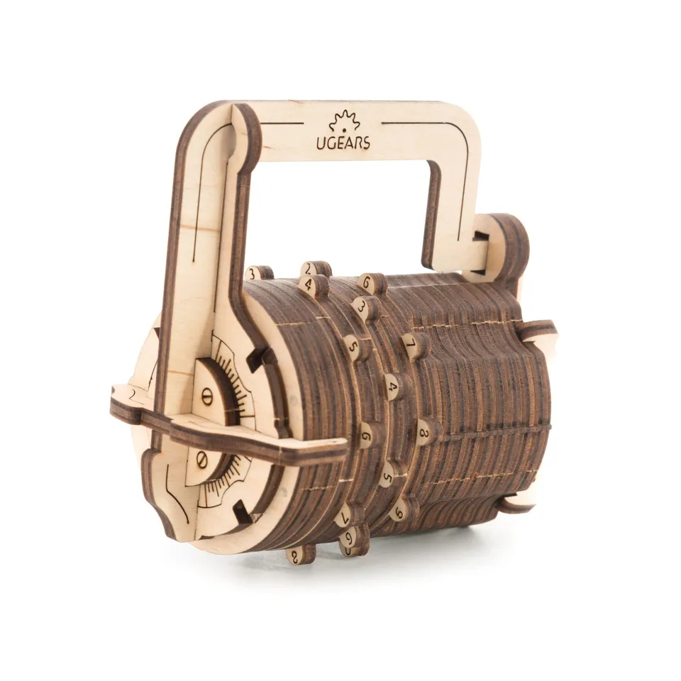 ugears-combination-lock-cryptex-casse-t-te-bois-m-canique-3-chiffres image 1