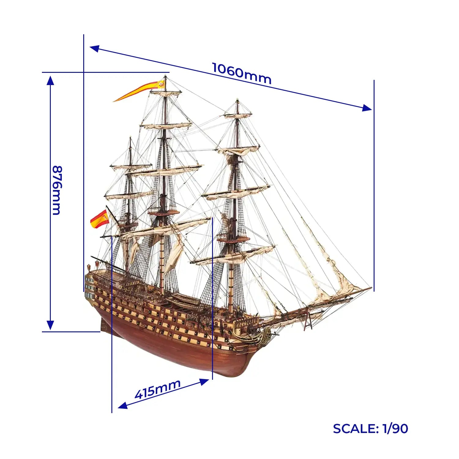 occre-sant-sima-trinidad-maquette-bateau-bois-1er-rang-130-canons image 3