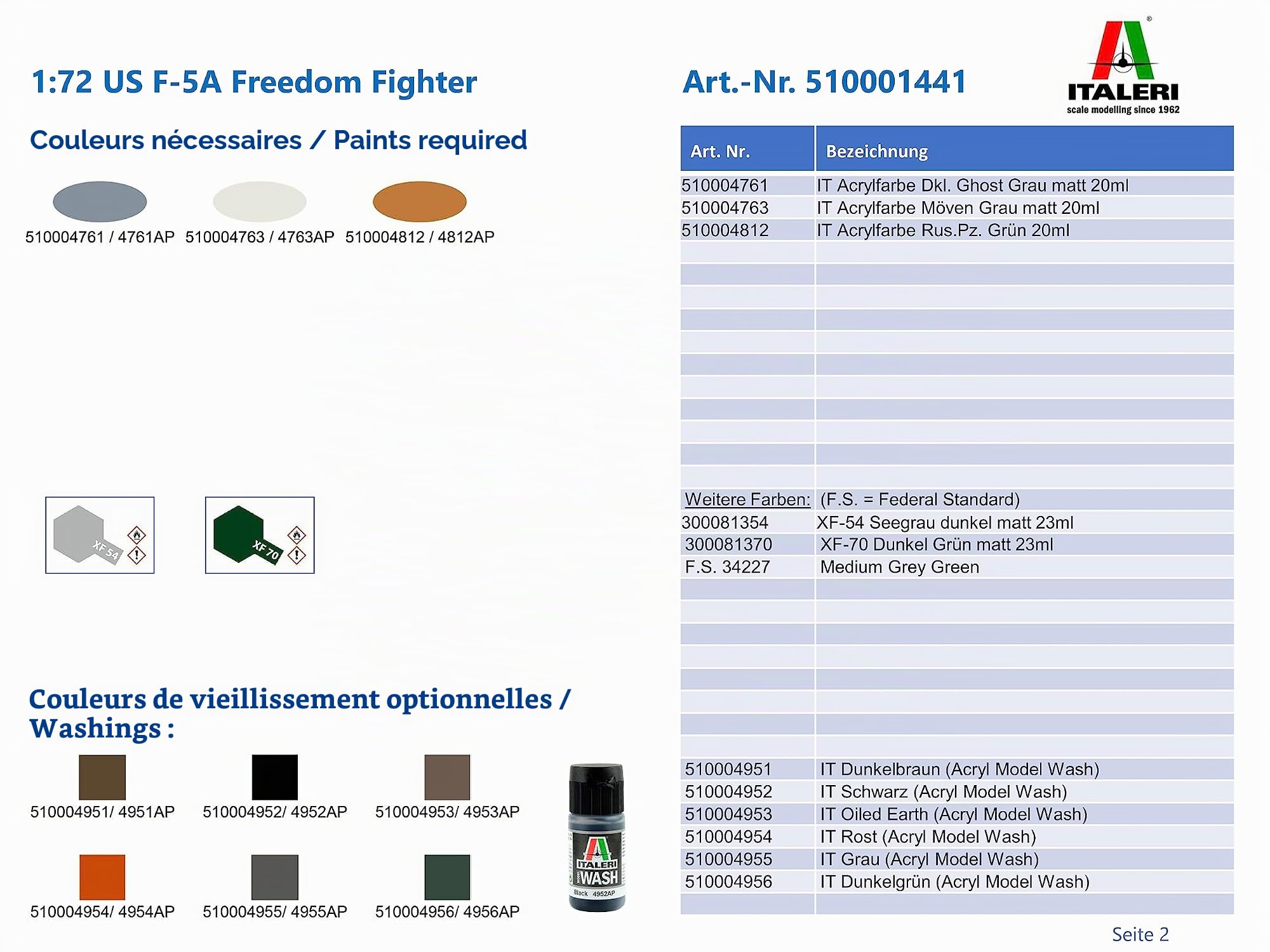 italeri-1441-f-5a-freedom-fighter-maquette-avion-1-72-multicolore image 6