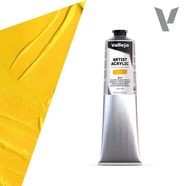 vallejo-acrylique-beaux-arts-200-ml-jaune-cadmium-moyen-peinture-artiste image 1