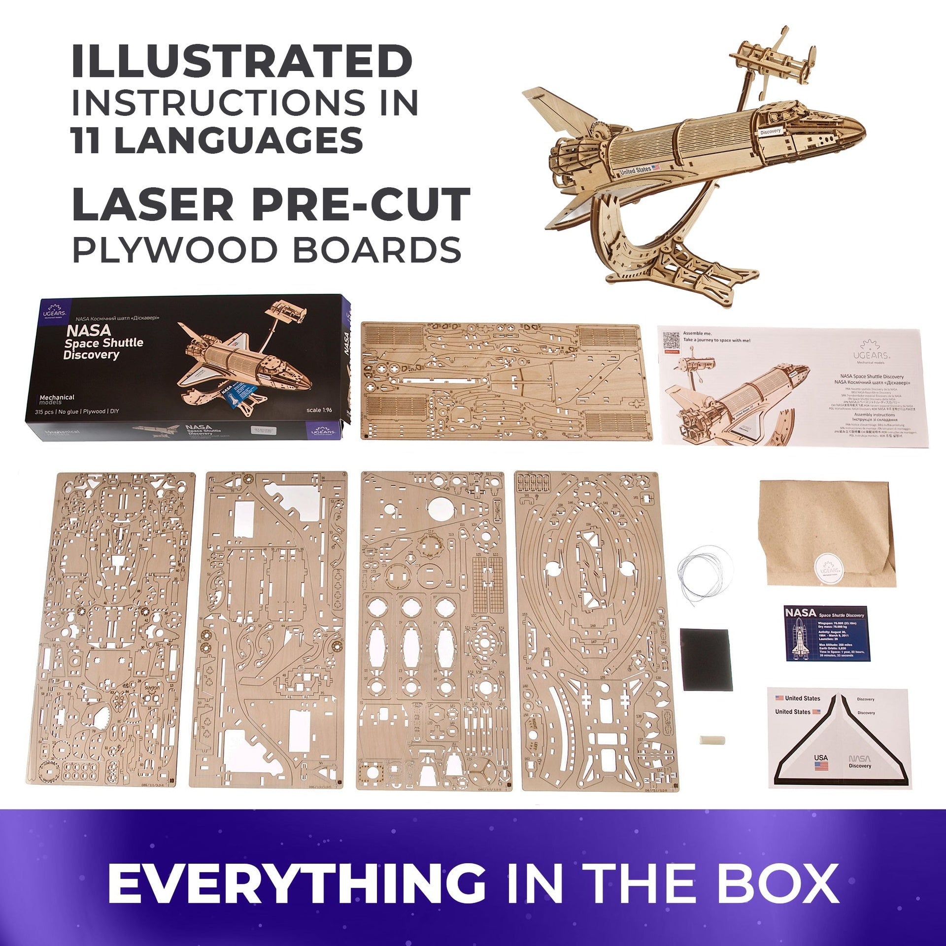 ugears-nasa-space-shuttle-discovery-maquette-m-canique-bois image 5