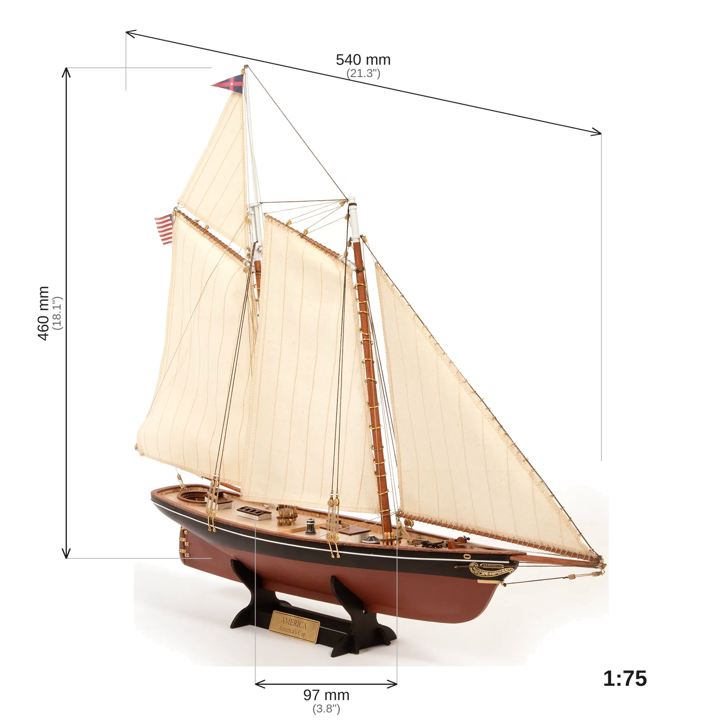 occre-yacht-america-1851-coupe-america-maquette-bateau-bois-1-75 image 3