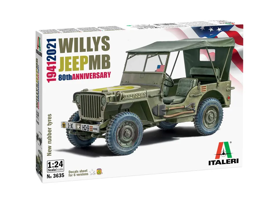italeri-willys-jeep-mb-80th-anniversary-1941-2021-maquette-voiture-1-24-monter image 1