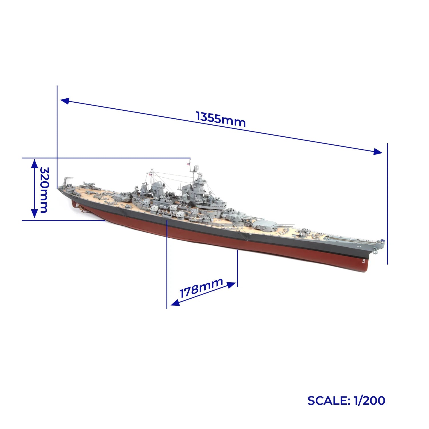 occre-uss-missouri-bb-63-maquette-cuirass-bois-et-m-tal-1-200 image 2