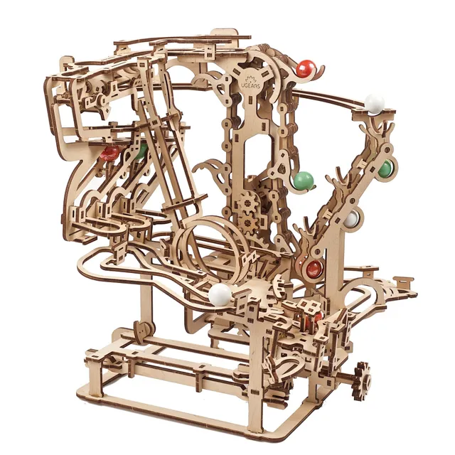 ugears-marble-run-chain-hoist-circuit-de-billes-m-canique-en-bois-construire image 1