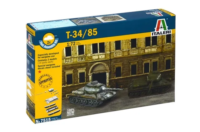 italeri-i7515-t-34-85-x2-maquette-char-assemblage-rapide-1-72 image 1