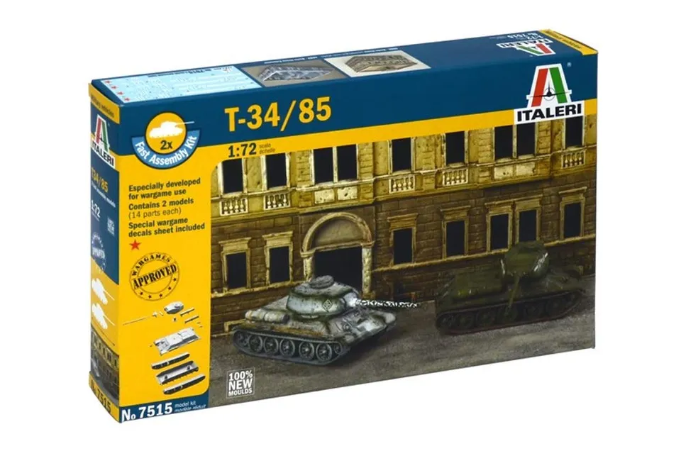 italeri-i7515-t-34-85-x2-maquette-char-assemblage-rapide-1-72 image 1