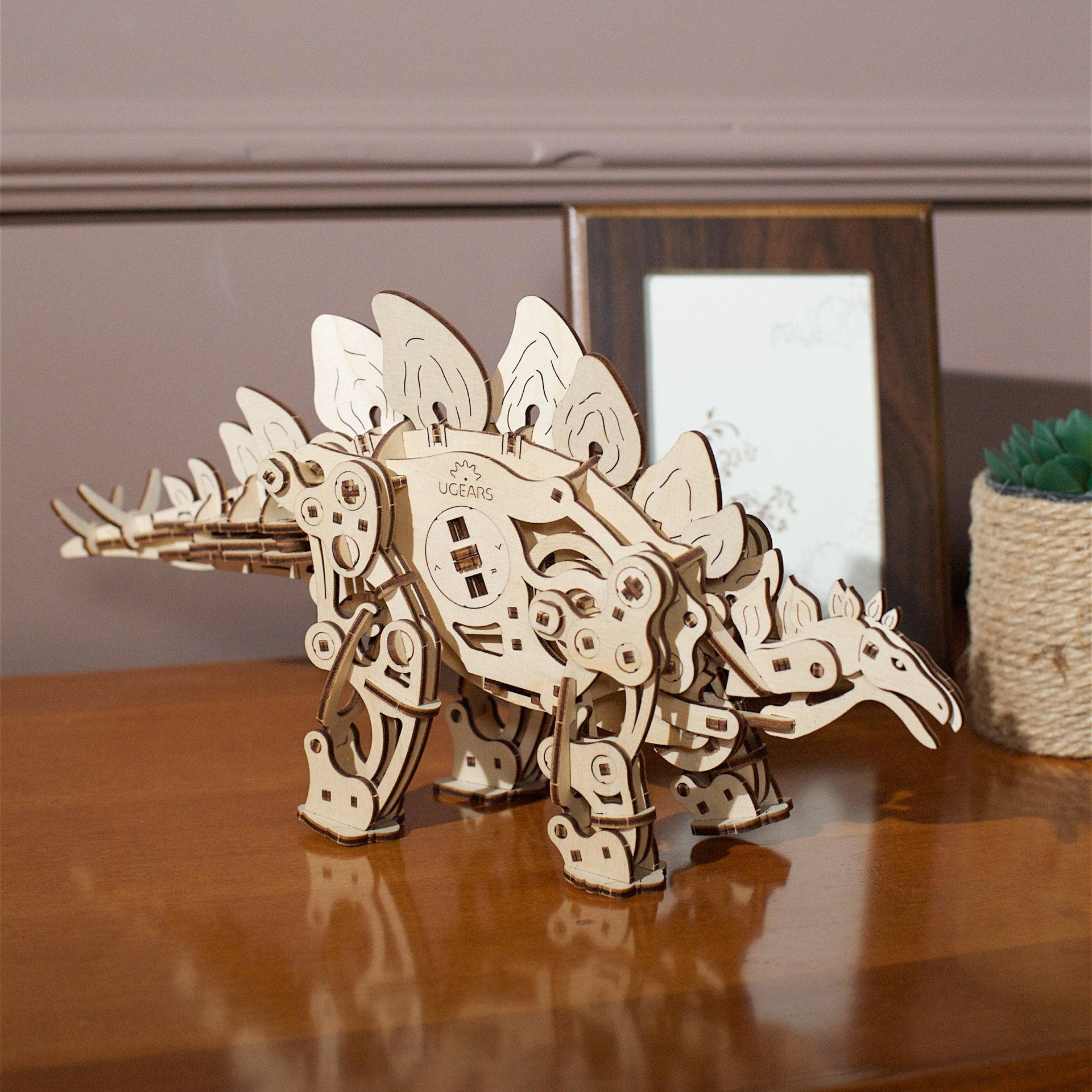 ugears-stegosaurus-dinosaure-m-canique-bois-automate image 8