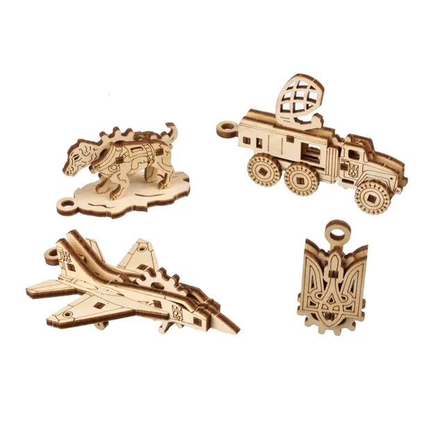 ugears-fidgets-bravery-set-4-figurines-bois-m-caniques image 1