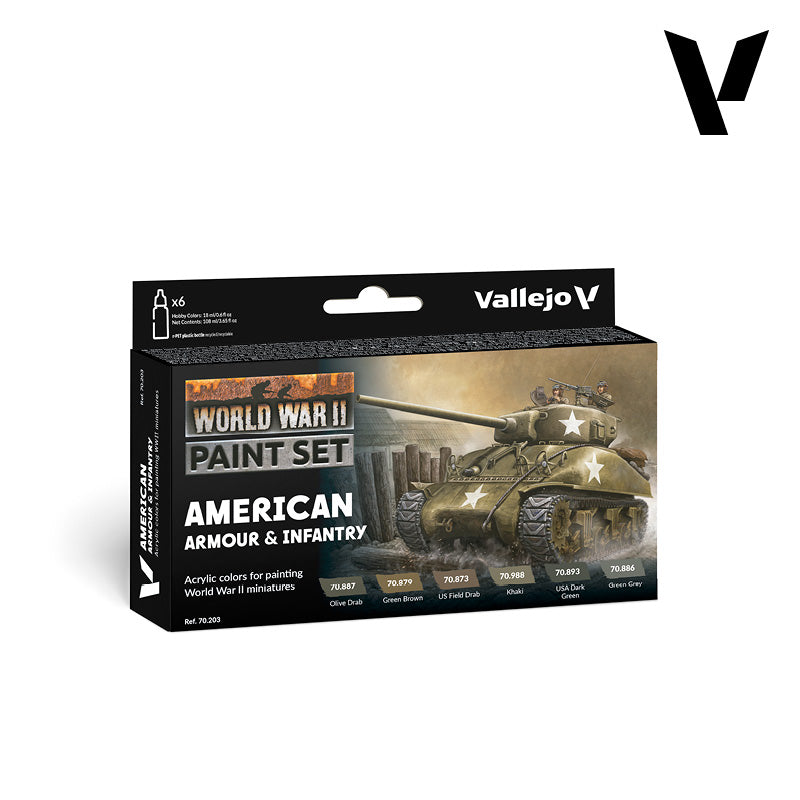 vallejo-model-color-set-6-x-18-ml-uniformes-et-v-hicules-us-wwii image 1