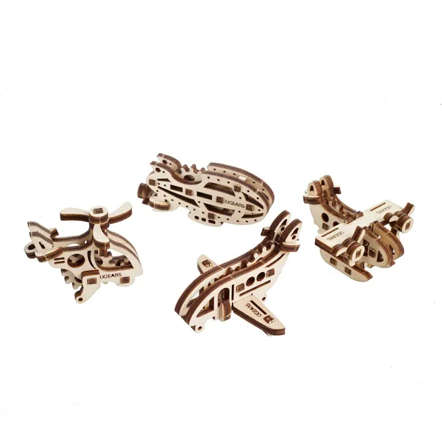 ugears-u-fidgets-aircraft-set-4-mini-maquettes-bois-avions image 1