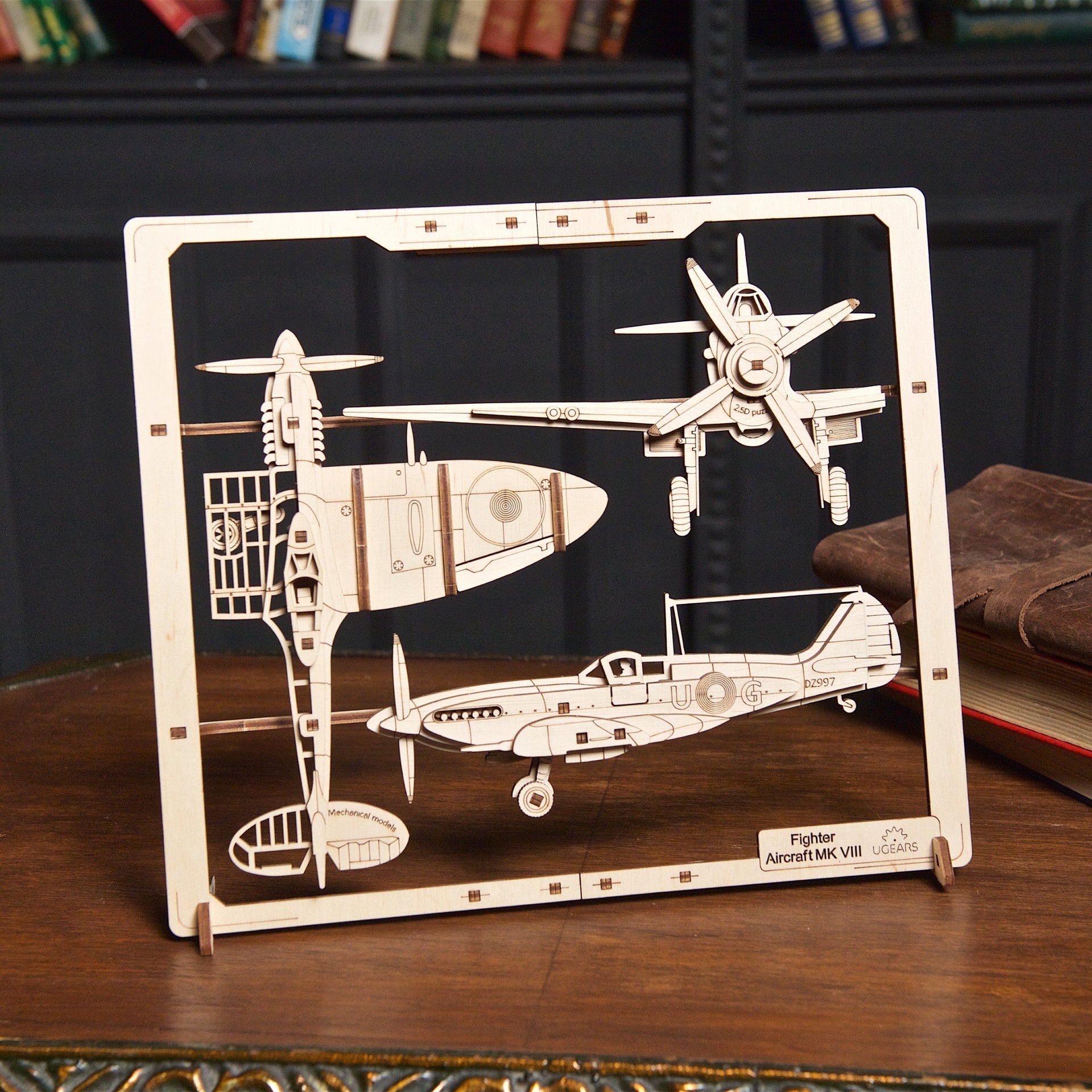 ugears-fighter-aircraft-2-5d-puzzle-spitfire-bois-encadrer image 7