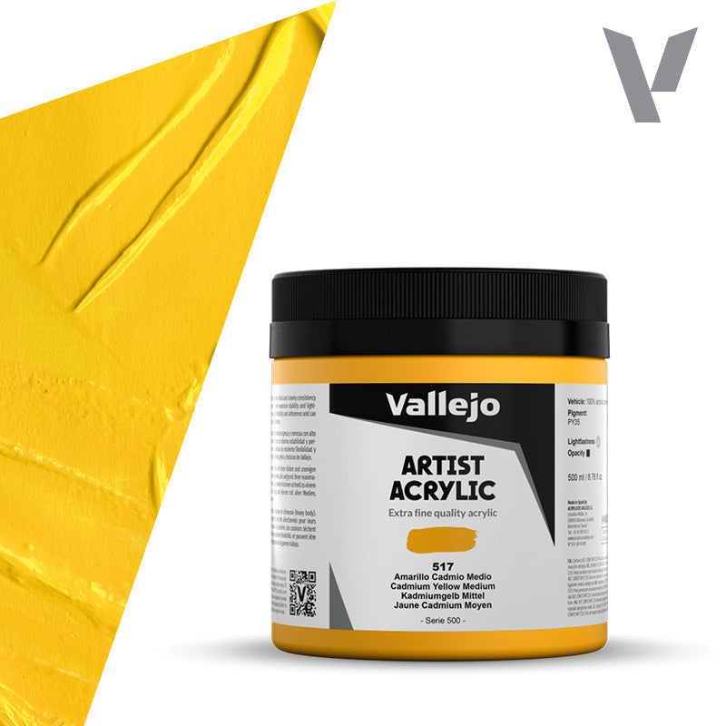 vallejo-belle-arti-peinture-acrylique-jaune-cadmium-moyen-500-ml-opaque image 1