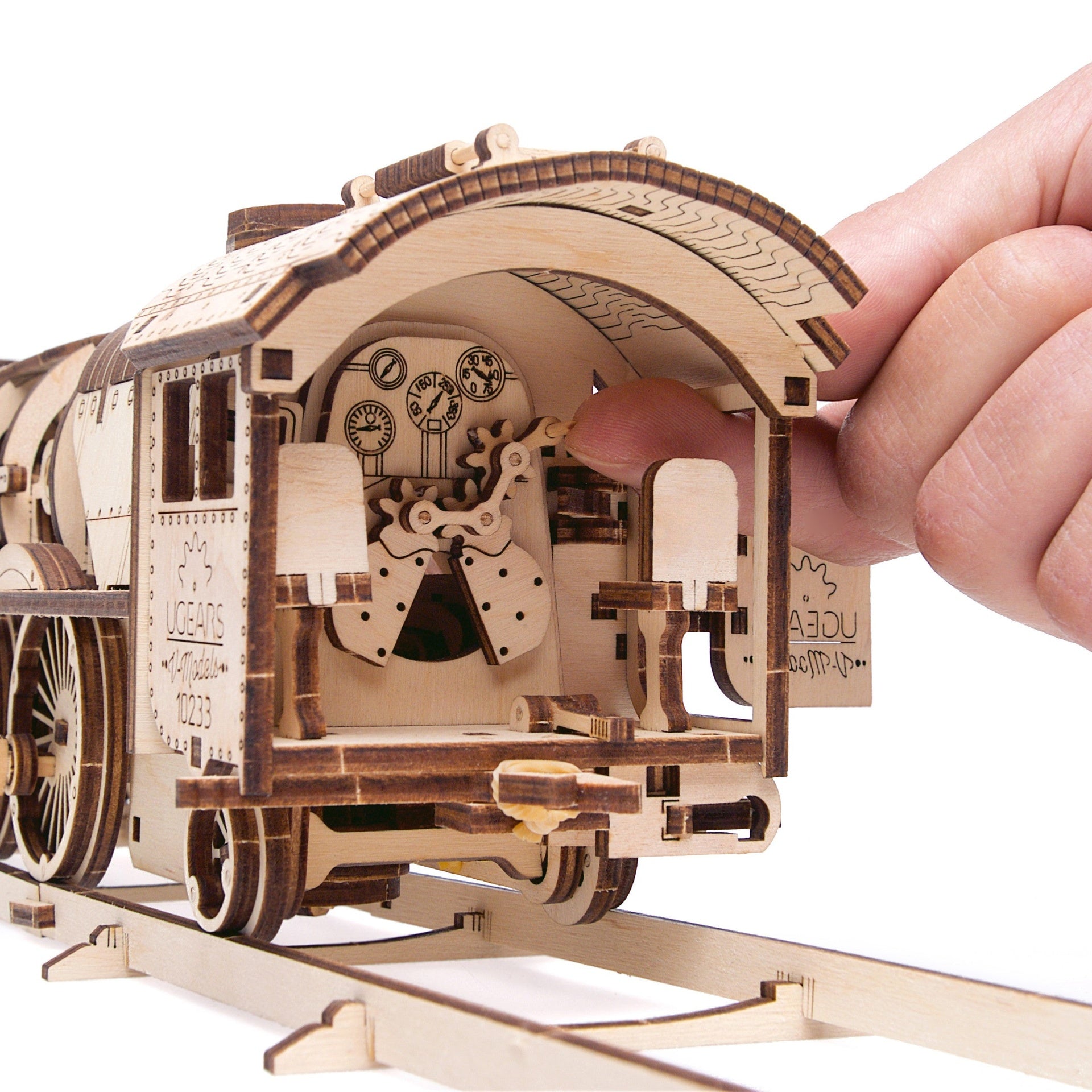 ugears-v-express-steam-train-with-tender-maquette-m-canique-bois image 2
