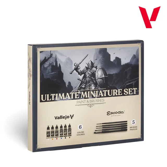 vallejo-x-escoda-ultimate-miniature-set-6-peintures-game-color-5-pinceaux image 1