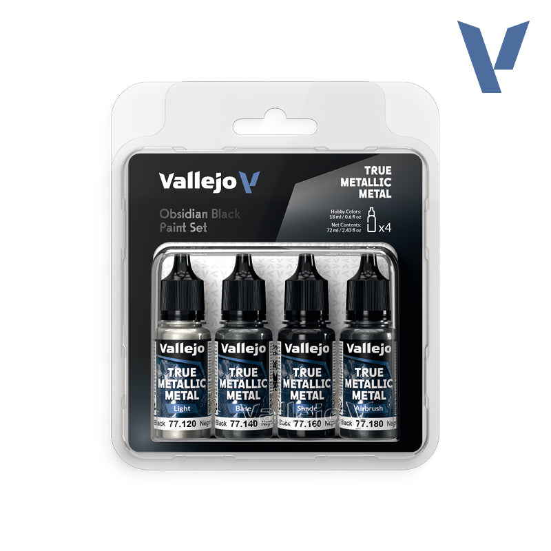 vallejo-true-metallic-metal-set-noir-obsidienne-4-x-18-ml-peinture-m-tallique-fi image 1
