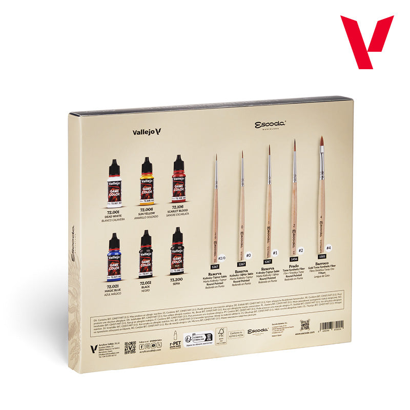 vallejo-x-escoda-ultimate-miniature-set-6-peintures-game-color-5-pinceaux image 2