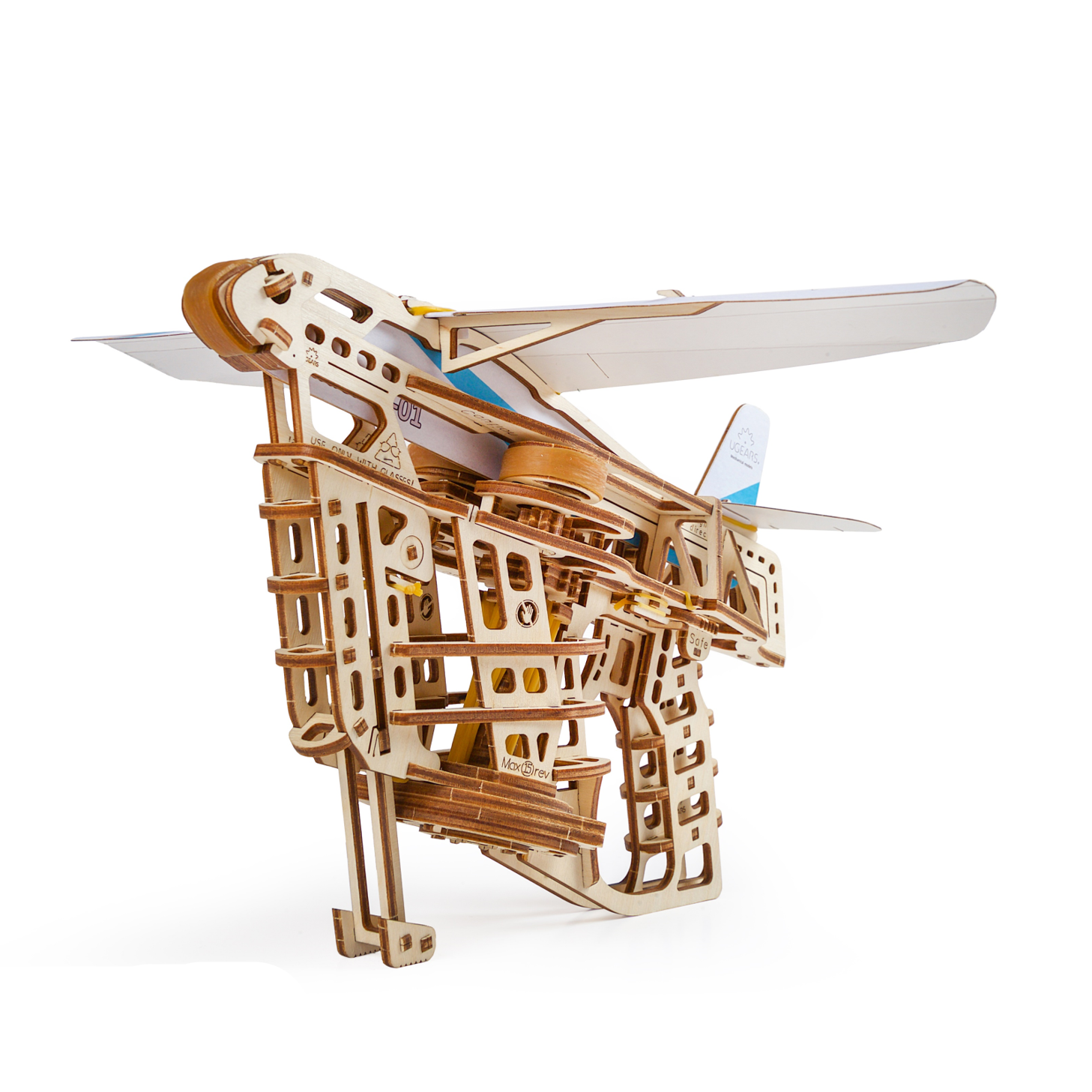 ugears-flight-starter-catapulte-m-canique-bois-3-avions image 2