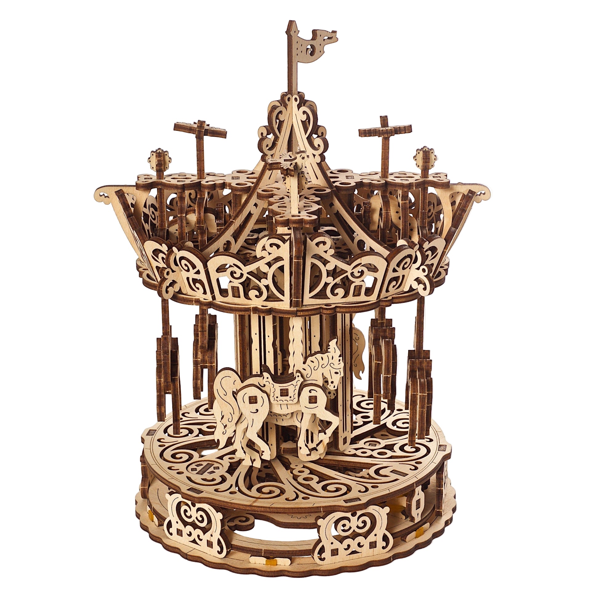 ugears-carousel-puzzle-3d-m-canique-man-ge-en-bois image 1